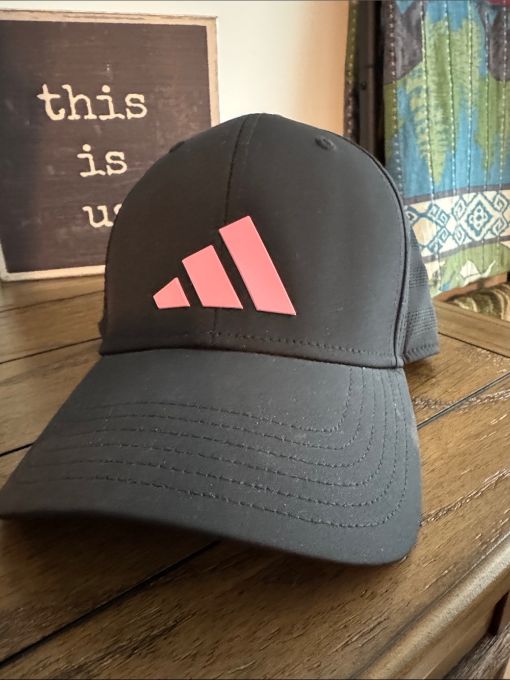 adidas Women’s Black Cap with Pink Logo